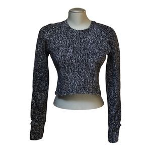 Lululemon Extra Mile Long Sleeve Running Luon Jacquard Black White Cropped Black